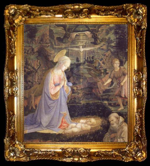 framed  Fra Filippo Lippi Adoration of Child with St.Bernard, ta009-2